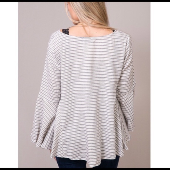 POL Striped Gusset Cut Boho Flowy Blouse S - Picture 3 of 6